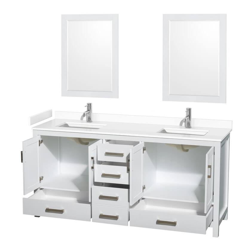 Wyndham Collection Sheffield 72" Double Bathroom Vanity, Carrara