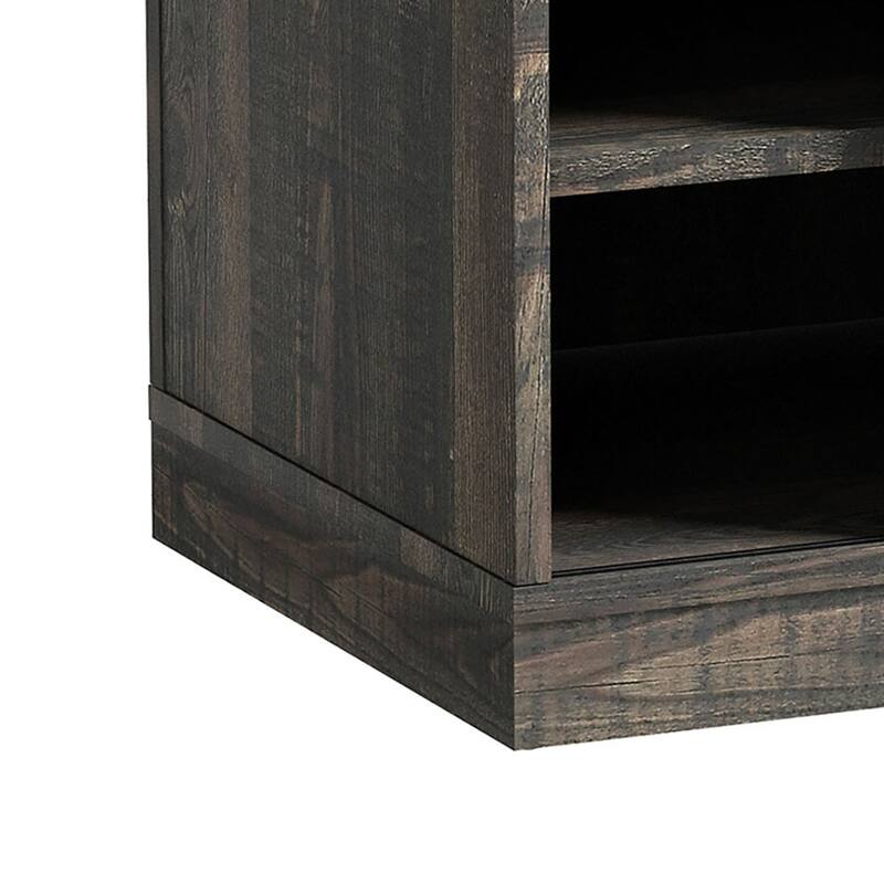 Vintage Farmhouse Style Wooden Storage Bench with Sliding Doors