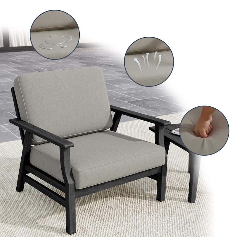 2 Set Outdoor Club Chairs with Cushions Acacia Wood Patio Chairs