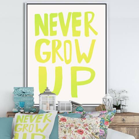 Designart 'Never Grow Up' Cottage Framed Canvas Artwork Print