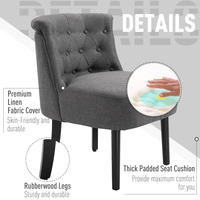 HomCom Modern Accent Leisure Armless Slipper Upholstered Lounge Chair with Large Comfortable Surface & Wooden Legs