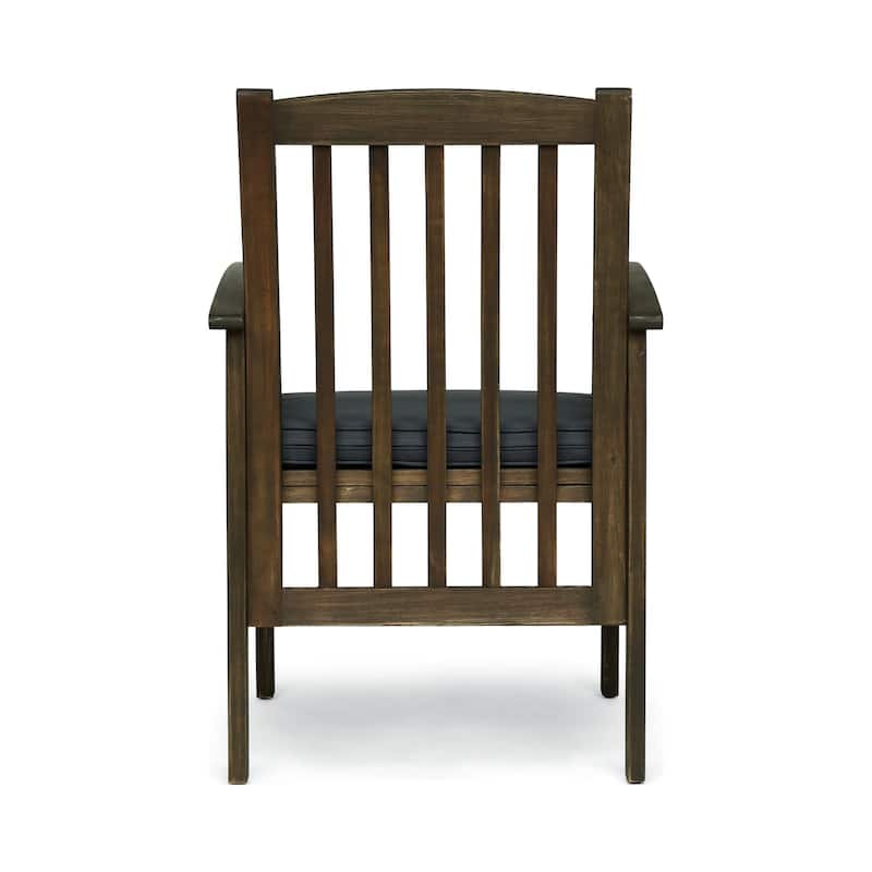 2-Piece Outdoor Acacia Wood Dining Chairs with Water-Resistant Cushion