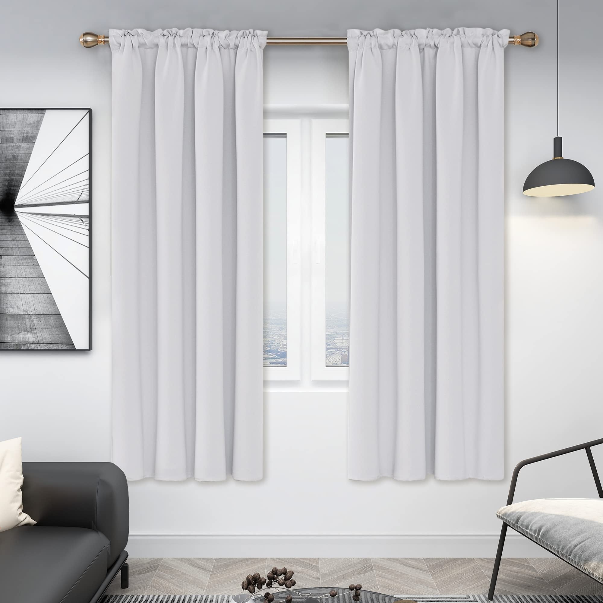 Deconovo Solid Rod Pocket Curtain Panel Pair, Set of 4 Panels