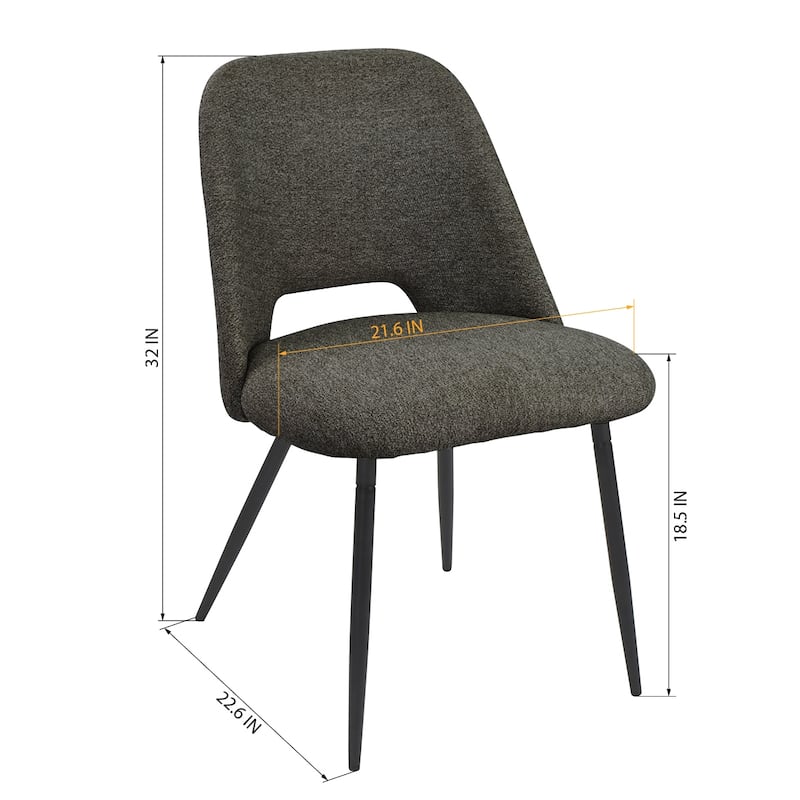 Upholstered Modern Dining Chair Cutout Back Kitchen Chairs(Set of 2)