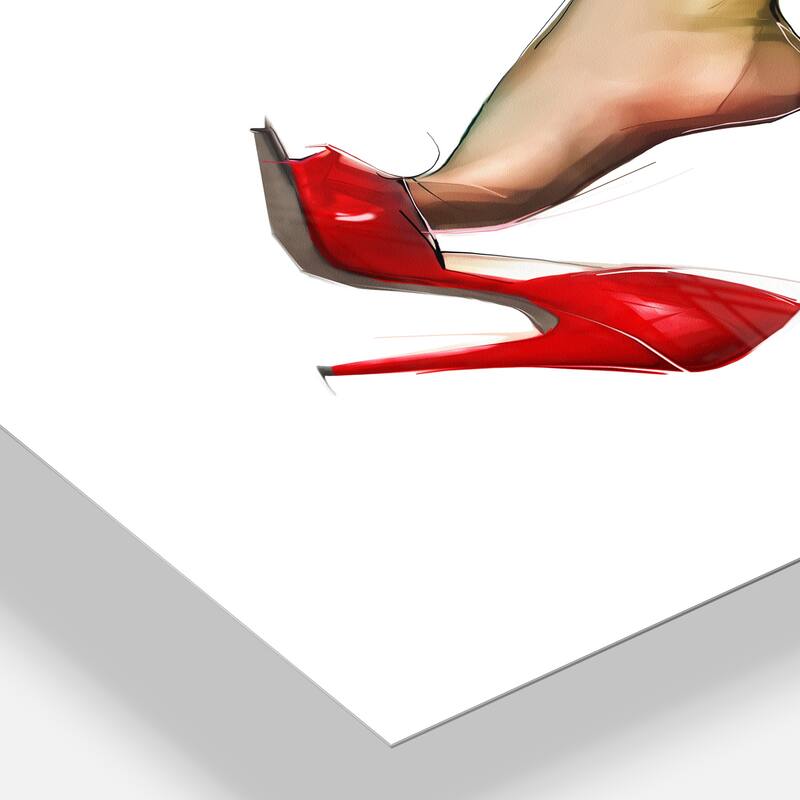 Designart 'Leg Wearing High Heel Red Shoe' Portrait Digital Art Metal ...