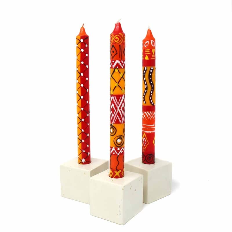 Handmade Taper Dinner Candles Zahabu Design Set of 3 (South Africa)
