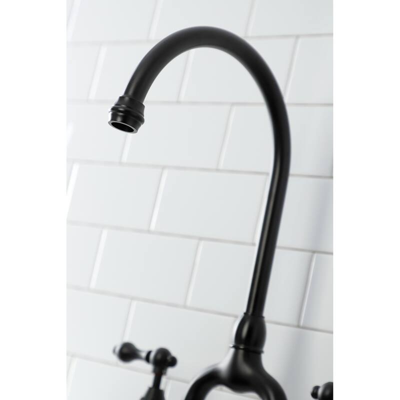 English Country Bridge Kitchen Faucet with Brass Sprayer