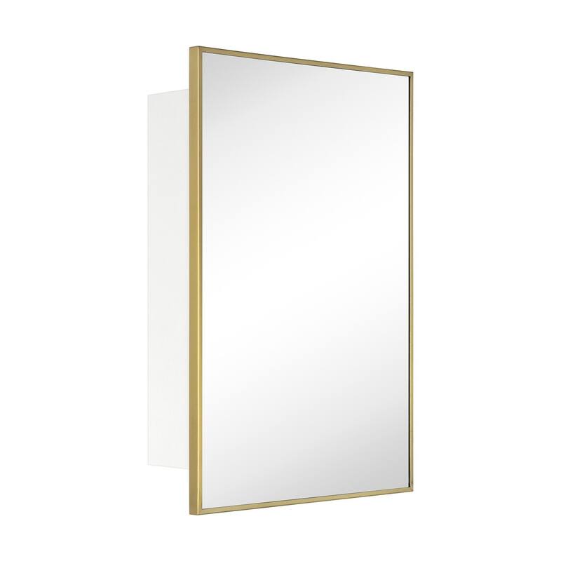 TEHOME Velin Recessed and Surface Mount Bathroom Medicine Cabinet with Mirror Square Cornered Metal Framed Rounded Rectangle