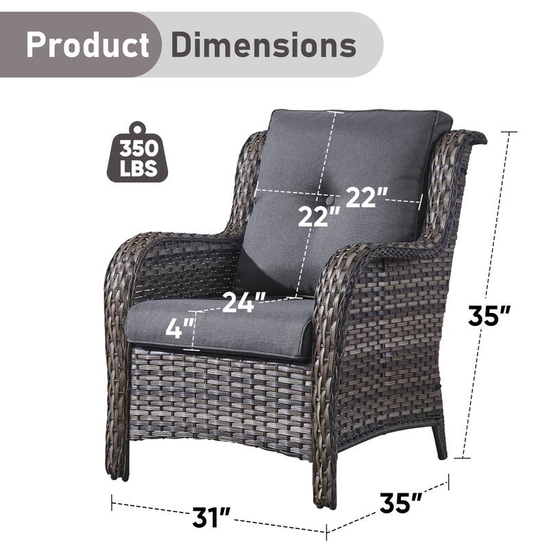 Outdoor Wicker High Back Club Chair Set of 2