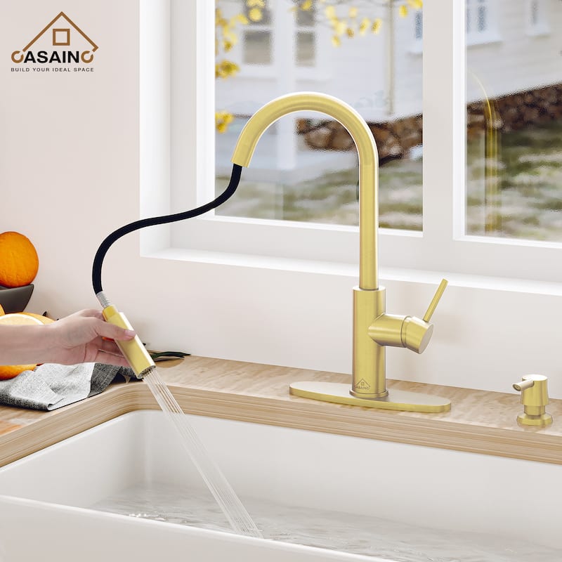 Pull Down Sprayer Kitchen Faucet with Infrared Sensor - Orange