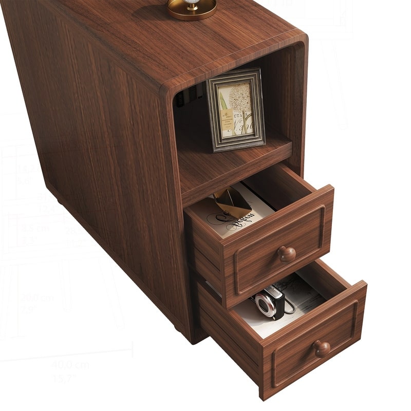 Versatile Corner Table with Drawers and Shelves for Bedroom and Living Room