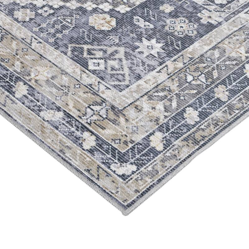 Alaska Machine-Washable Vintage Medallion Power-Loomed Area/Runner Rug