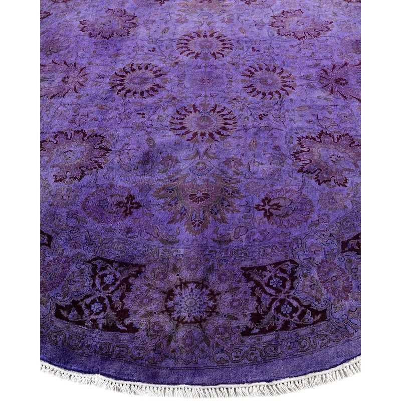 Fine Vibrance, One-of-a-Kind Hand-Knotted Area Rug - Purple, 6' 1" x 6' 1" - 6' 1" x 6' 1"