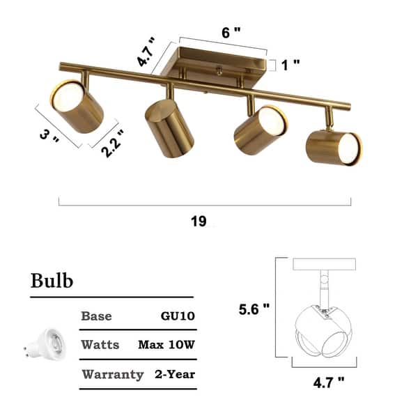 dimension image slide 1 of 3, Modern Farmhouse 4-Light Adjustable Linear Ceiling Track Lighting Kit Flush Mount Ceiling Light