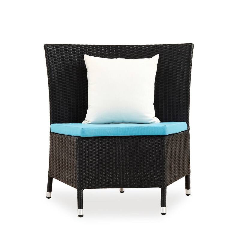 Manhattan Comfort Nightingdale Black 7-Piece Rattan Outdoor Dining Set with Green Cushions