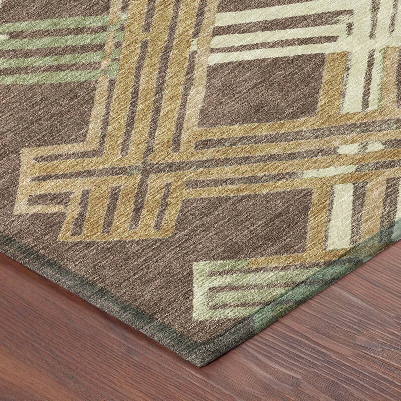 Machine Washable Indoor/ Outdoor Modern Trellis Chantille Rug