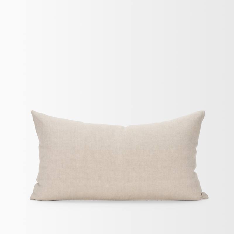 Jenna Beige w/ Merlot Print Linen Lumbar Decorative Pillow Cover
