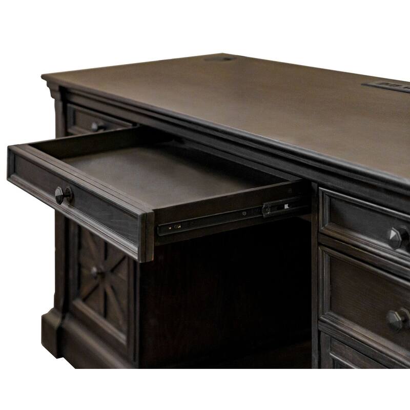 Traditional Credenza, Wood Office Desk, Writing Table, Storage Desk, Dark Brown