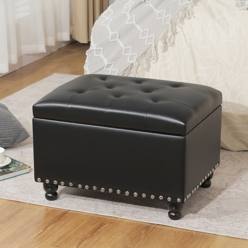 Adeco High End Classy Tufted Storage Ottoman Bench Footstool