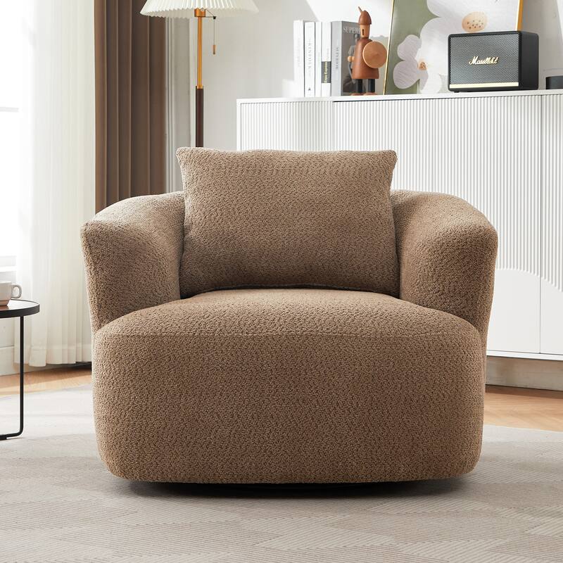Swivel Chair with Throw Pillow & Spring Seat