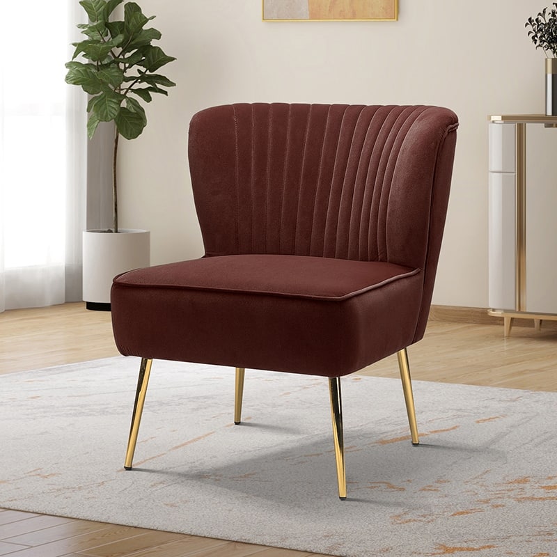 Monica 22''W Upholstered Modern Tufted Accent Side Chair with Gold Legs by HULALA HOME
