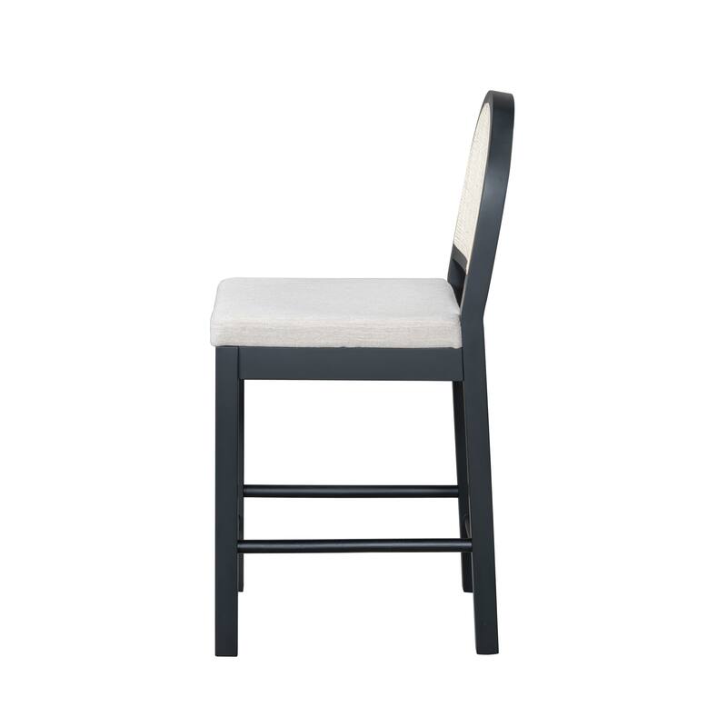 Christopher Knight Home - Elowen Natural Rattan Woven Back with Upholstered Counter Bar Stool (Set of 2)