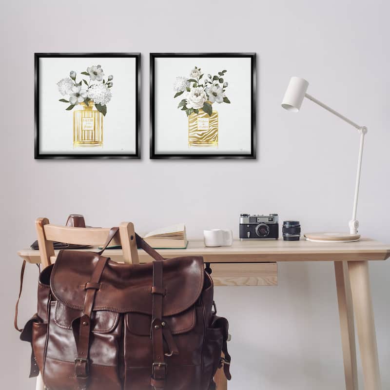 Stupell Glam Detailed Perfume Bouquets Framed Floater Canvas Wall Art Design By Nan (Set of 2)