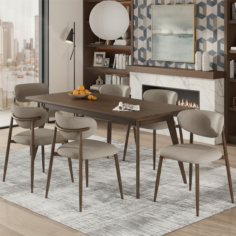 RENEWLINE Mid-Century Modern Tapered Dining Chairs with Upholstered Seat & Iron Frame