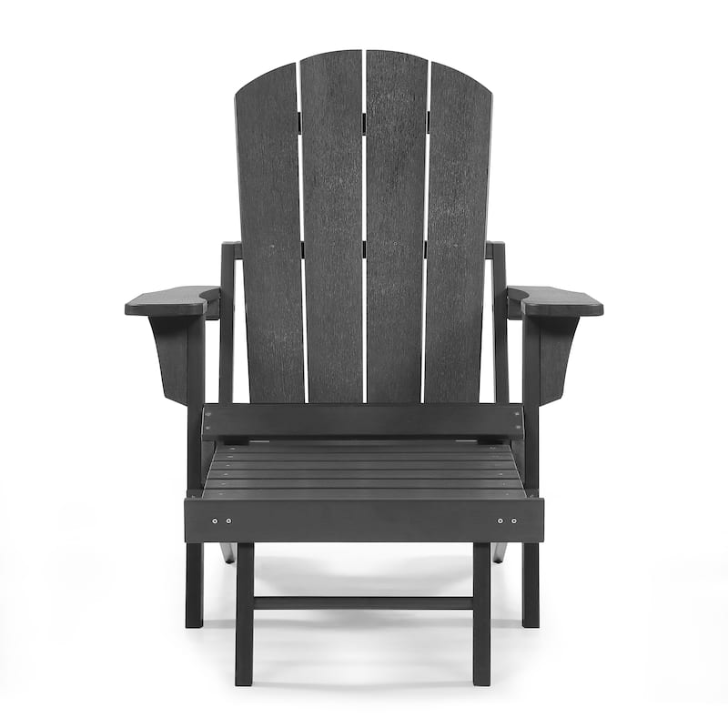 Hurley Folding Poly Adirondack Chair with Pull-out Ottoman (Set of 2)