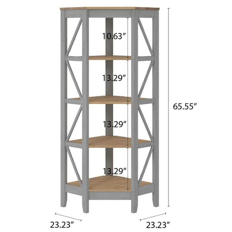 Wood Corner Bookcase 4 Shelf Corona