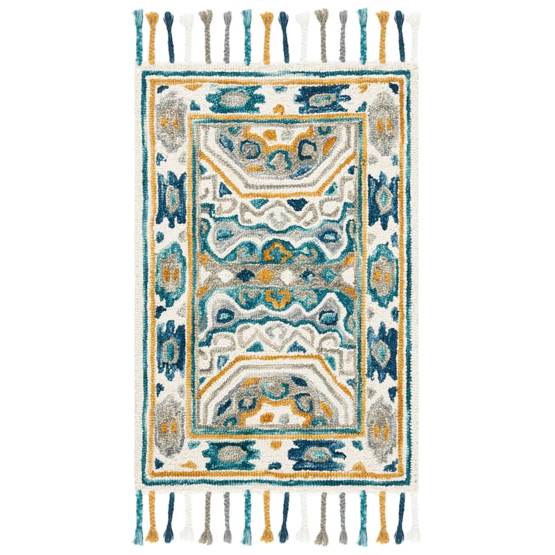 SAFAVIEH Handmade Aspen Elgard & Eclectic Tribal Wool Rug - 2' x 3' - Ivory/Charcoal