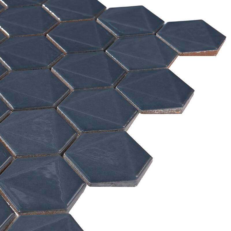 3D Hexagon 2" x 2" Glossy Porcelain Mosaic Tile