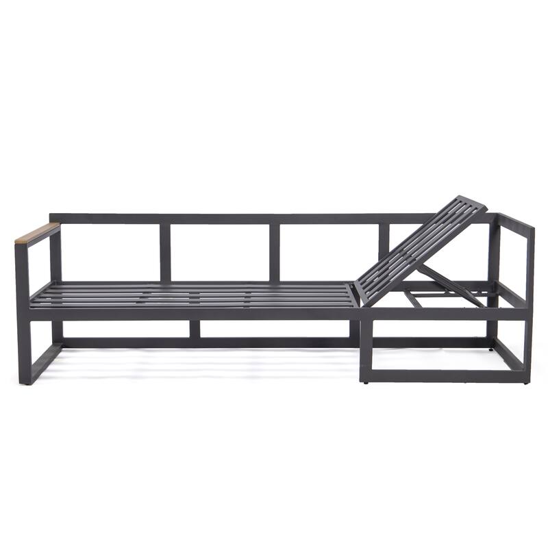 Chelsea 3-Piece Adjustable Headrest All-Weather Sectional Set in Aluminum Frame with Removable Cushion Covers for Indoor/Outdoor