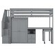 preview thumbnail 37 of 58, Twin Size Multifunctional Loft Bed with Wardrobe With Shelves,A Side Desk With 2 Drawers,A Movable Table