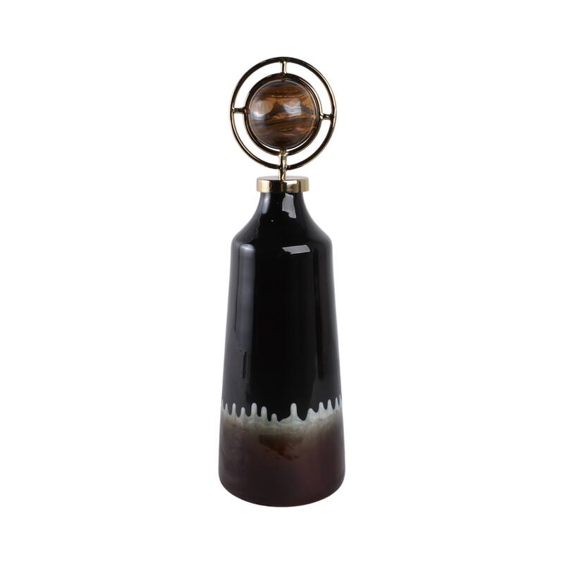 Glass Metal Decorative Vase Modern Transitional Sculptural Orb Accent