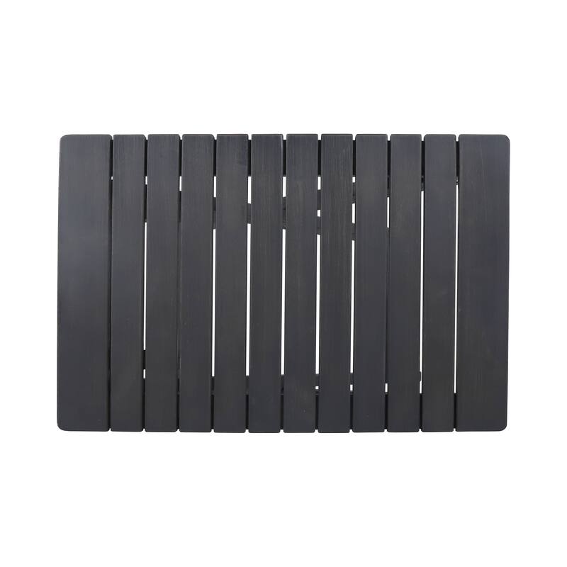 Kyre Outdoor Side Table, Foldable Slatted 23 Inch, Dark Gray Acacia Wood