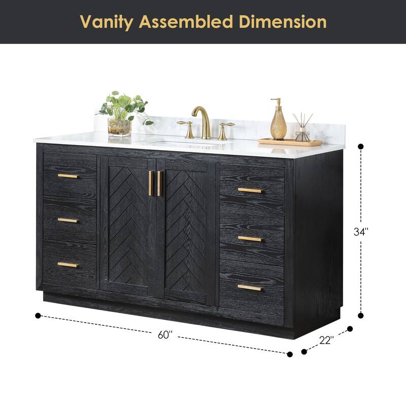 Altair Gazsi Bathroom Vanity with Composite Stone Countertop with Mirror