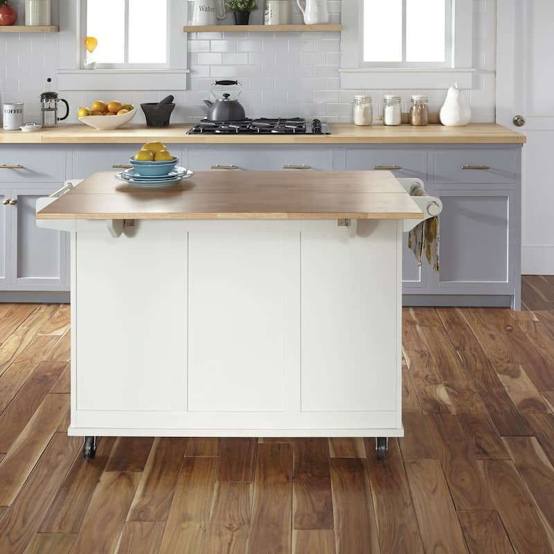 Homestyles Dolly Madison Off-White Wood Kitchen Cart - N/A