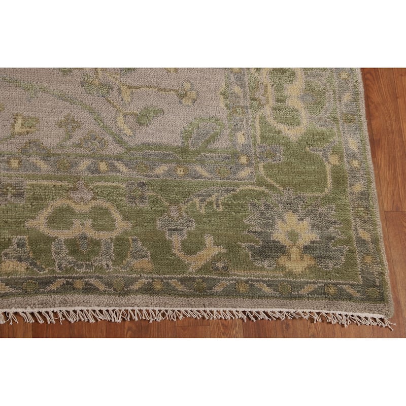 All-Over Brown Oushak Indian Area Rug Handmade Wool Carpet - 8'10" x 12'0"