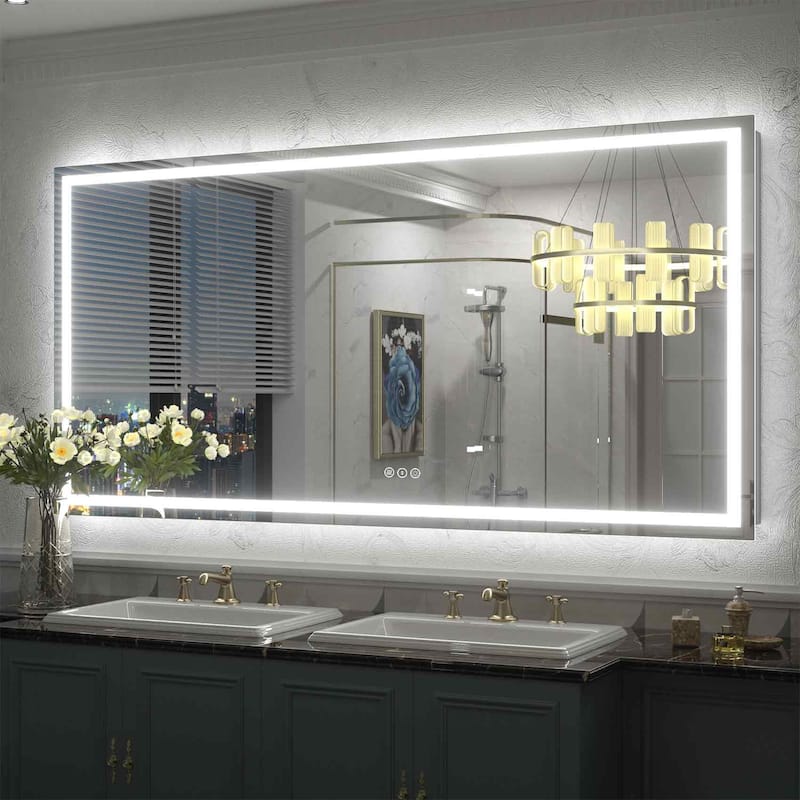 KIOTEE Super Bright Anti-fog LED Bathroom Mirror with Backlit and Front Lighting 3-Year Warranty - 60x30