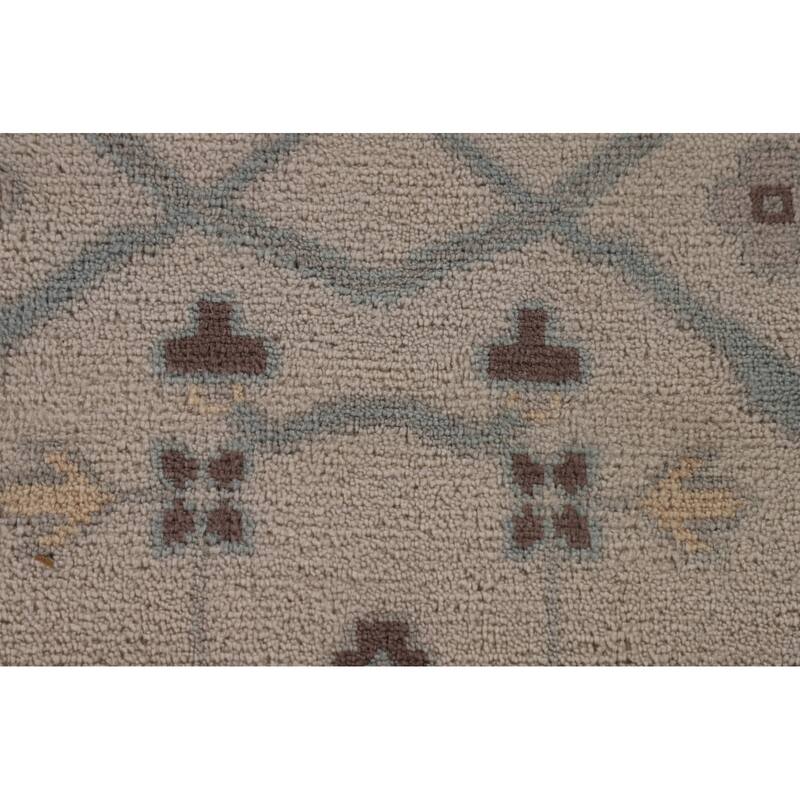 All-Over Ivory Oushak Oriental Area Rug Handmade Wool Carpet - 7'11" x 9'11"
