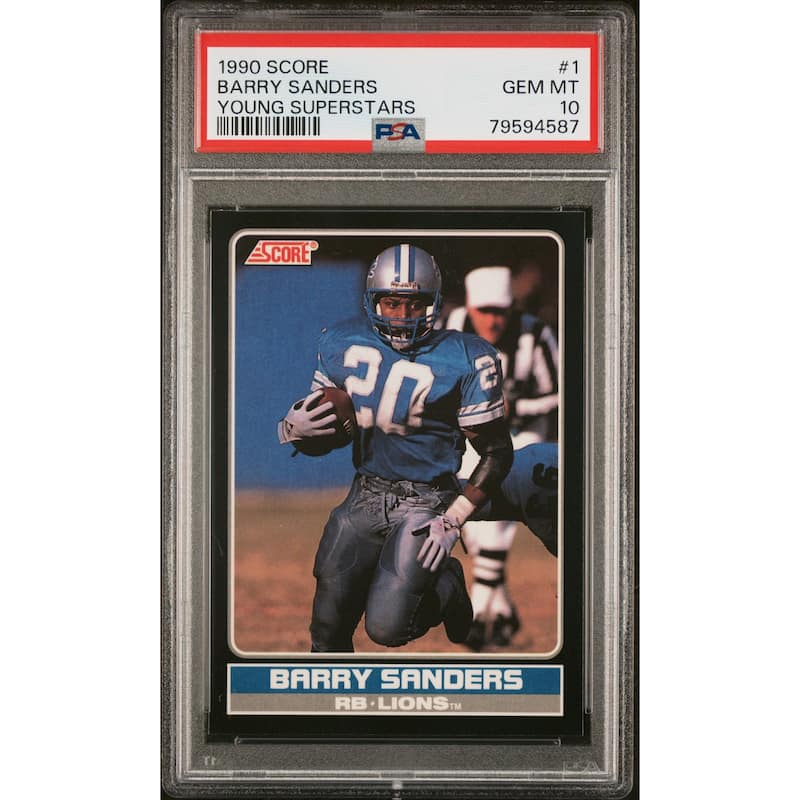 Barry Sanders 1990 Score Young Superstars Football Card #1 Graded PSA 10 - 8'6" x 11'6"