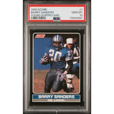 Barry Sanders 1990 Score Young Superstars Football Card #1 Graded PSA 10 - 8'6" x 11'6"