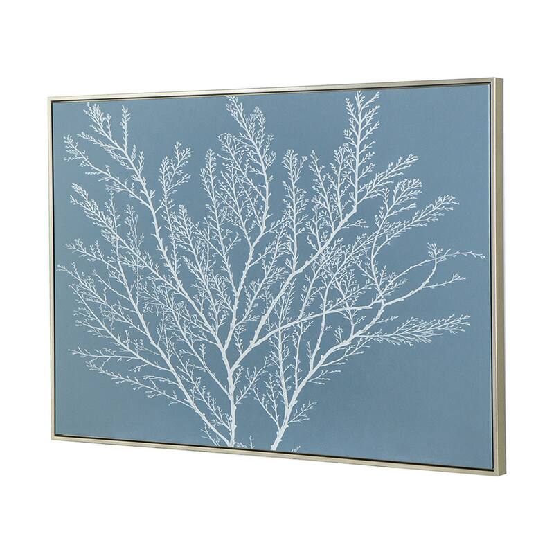 28 x 39 Hanging Wall Art Decor, Rectangular White Tree Design, Blue Canvas