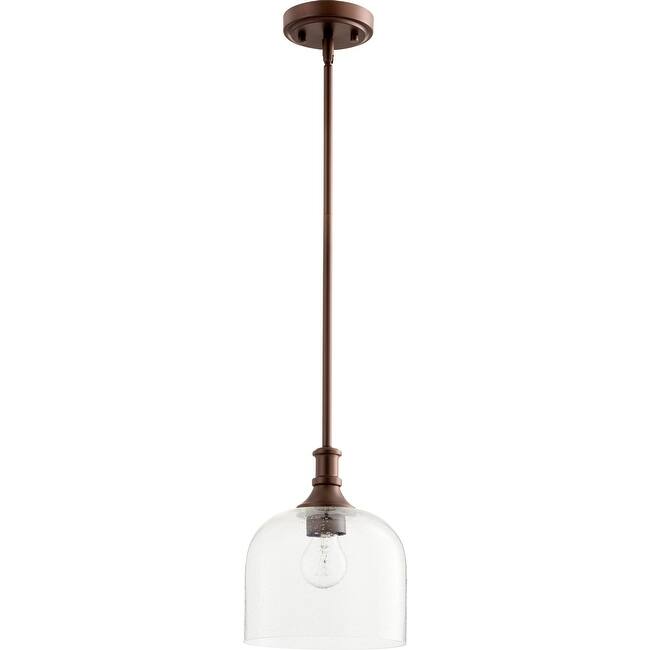 Quorum International Richmond Single Light 8" Wide Mini Pendant with - Oiled Bronze / Clear Seeded