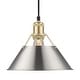 preview thumbnail 1 of 0, Yep by Golden Lighting Orwell 1-light 10in Pendant in Brushed Champagne Brass and Pewter shade - Gold