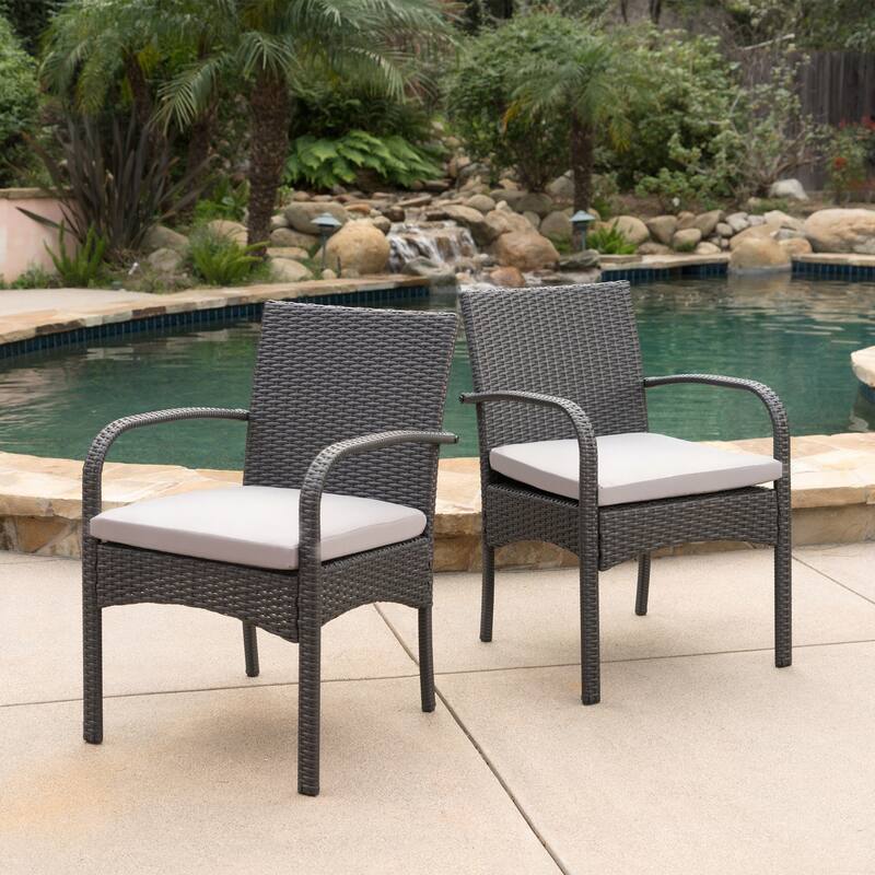 outdoor PE WICKER DINING CHAIR ,SET OF 2 PCS - Grey-1