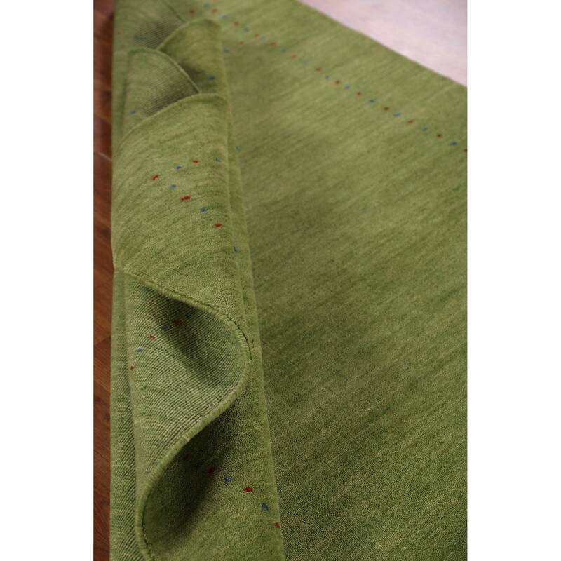 Hand Knotted Oriental 100% Wool Carpet Tribal Animal Pictorial Green Gabbeh Area Rug - 7' 6'' X 5' 3''