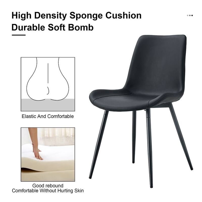 Modern Dining Room Kitchen Dining Chair with Black Metal Legs