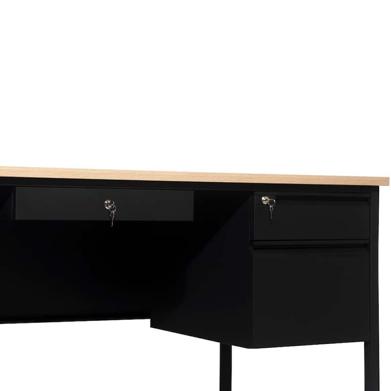 Commercial Double Pedestal Desk with 5 Locking Drawers